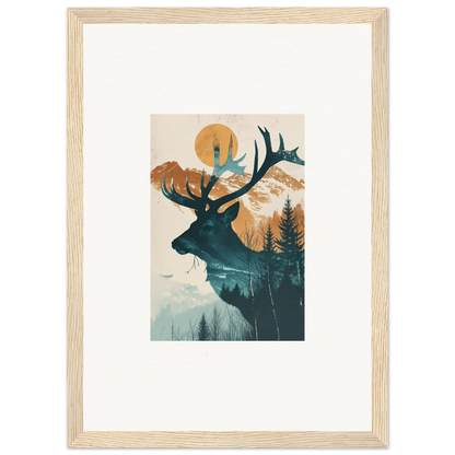 Silhouette of a deer head with antlers for a nature-inspired canvas print room decoration