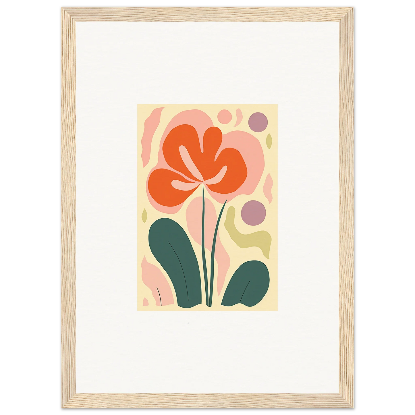 Vivid Echoes Whimsy canvas print of an abstract orange flower for room decoration