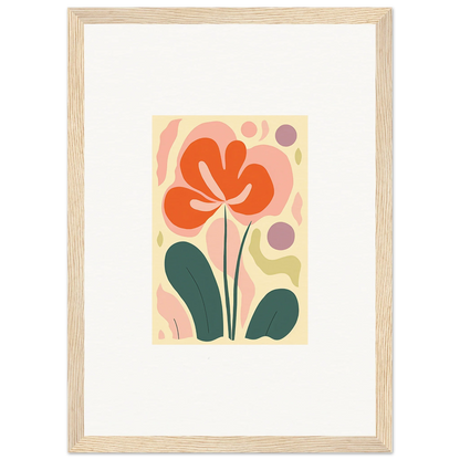 Vivid Echoes Whimsy canvas print of an abstract orange flower for room decoration