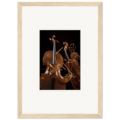 Framed photo of a cello and violin, perfect for Strings Opera room decoration