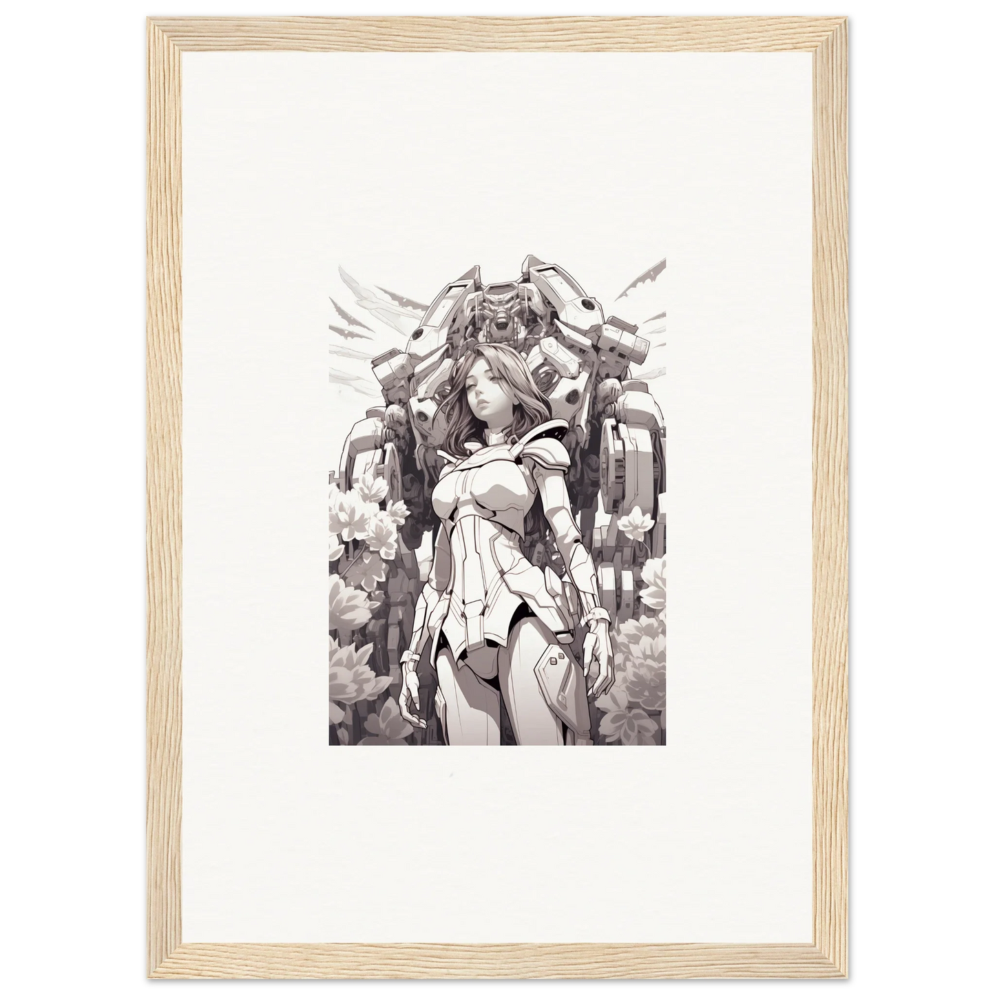 Black and white fantasy female character with wings, perfect for dream machine room decoration canvas print