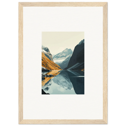 Framed landscape photo of a mountain lake for room decoration, Glacier Harmony canvas print