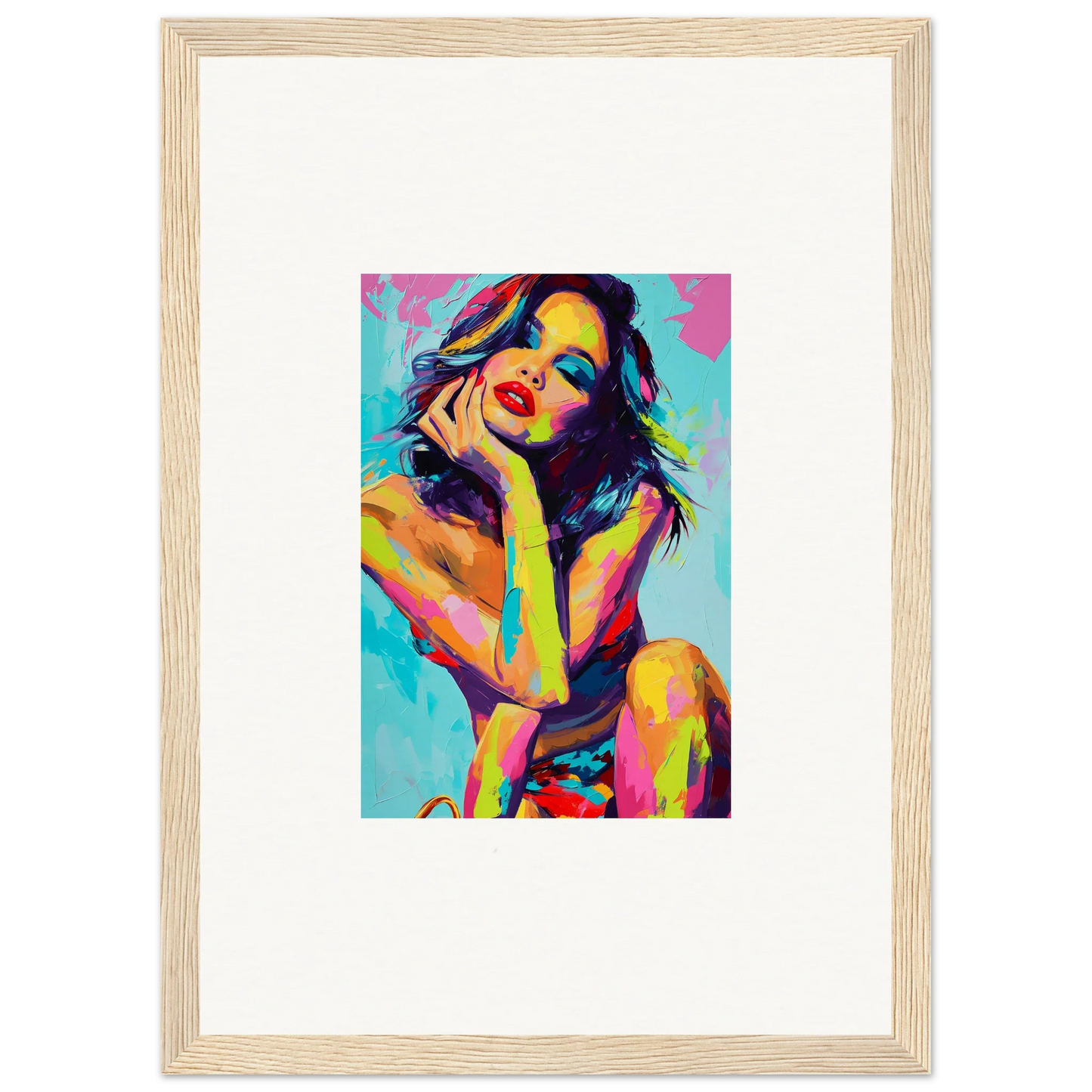 Colorful pop art portrait of a woman for your daydream muse room decoration canvas print