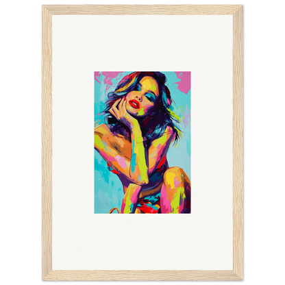 Colorful pop art portrait of a woman for your daydream muse room decoration canvas print