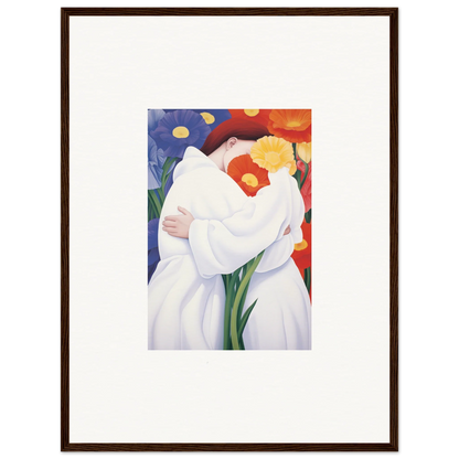 Abstract painting of two embracing figures for vibrant room decor or framed wall art