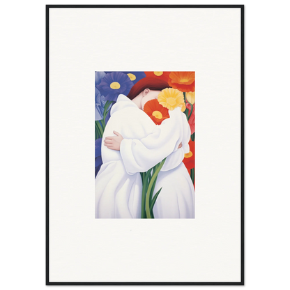 Abstract painting of a white calla lily in colorful background for canvas prints room decor