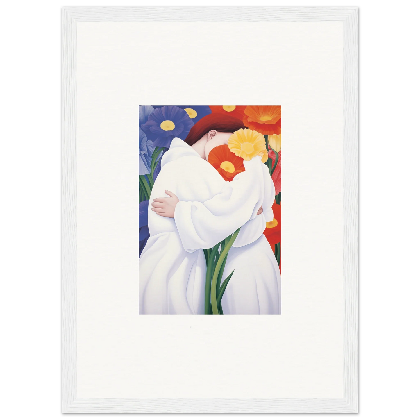 Abstract painting of a white flower, perfect for framed wall art or room decor