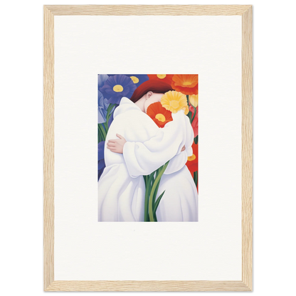 Abstract painting of a white flower with colorful accents for room decor canvas prints