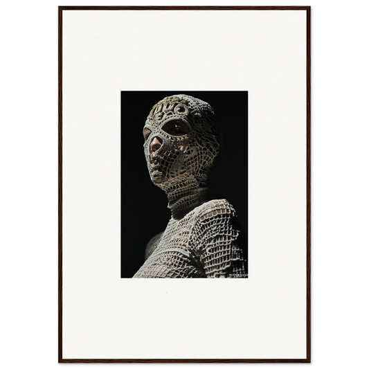 Ancient stone sculpture of a humanoid figure with textured, patterned skin.