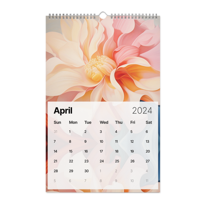 A decorative Flowers Are Magic - Wall calendar (2024) featuring delicate flower artwork.