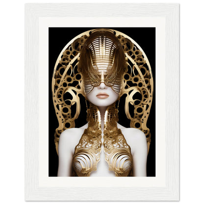 A stunning Art Deco Gold Warrior The Oracle Windows™ Collection poster of a woman in a golden mask, perfect for transforming your space.