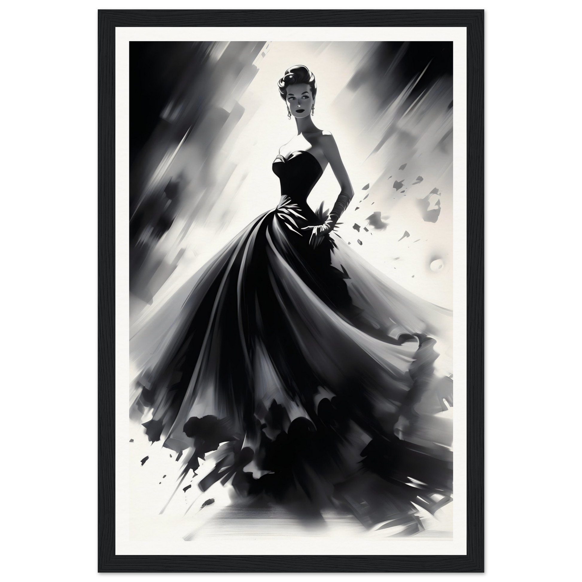 A black and white drawing of a woman, created using Classics Are Forever J The Oracle Windows™ Collection-generated art, in a high quality poster.
