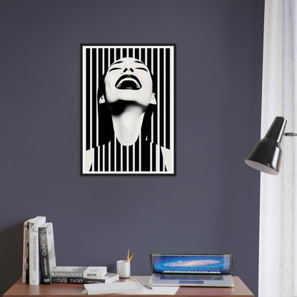 A black and white print of the Joy The Oracle Windows™ Collection, perfect as fashion wall art or a poster.