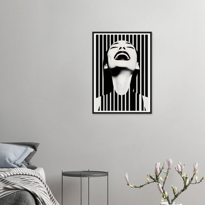 A black and white print of the Joy The Oracle Windows™ Collection, perfect as fashion wall art or a poster.