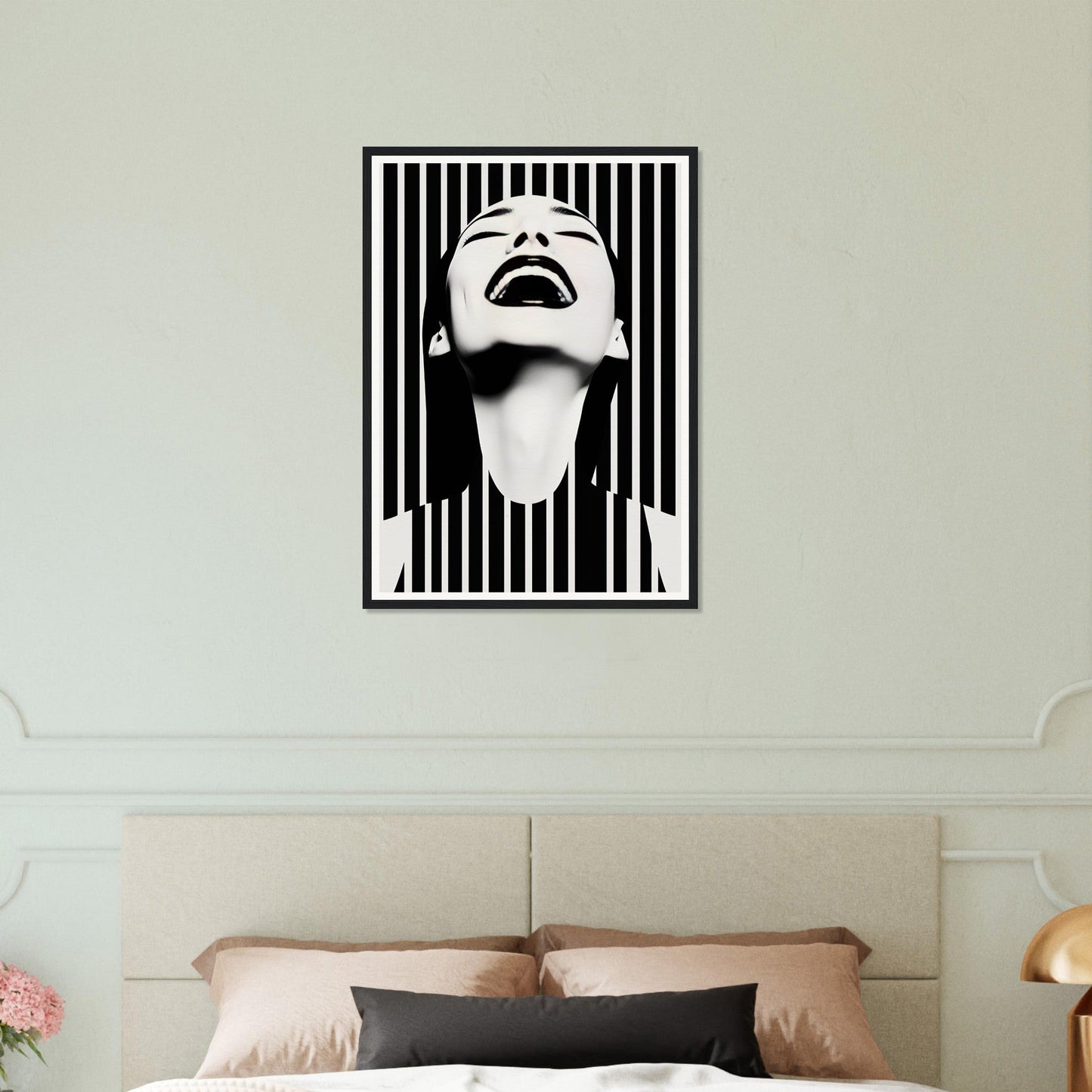 A black and white print of the Joy The Oracle Windows™ Collection, perfect as fashion wall art or a poster.