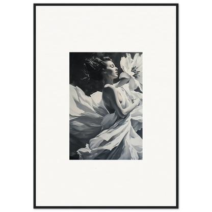 Black and white photo of a person with flowing fabric for Blush Reverie room decor