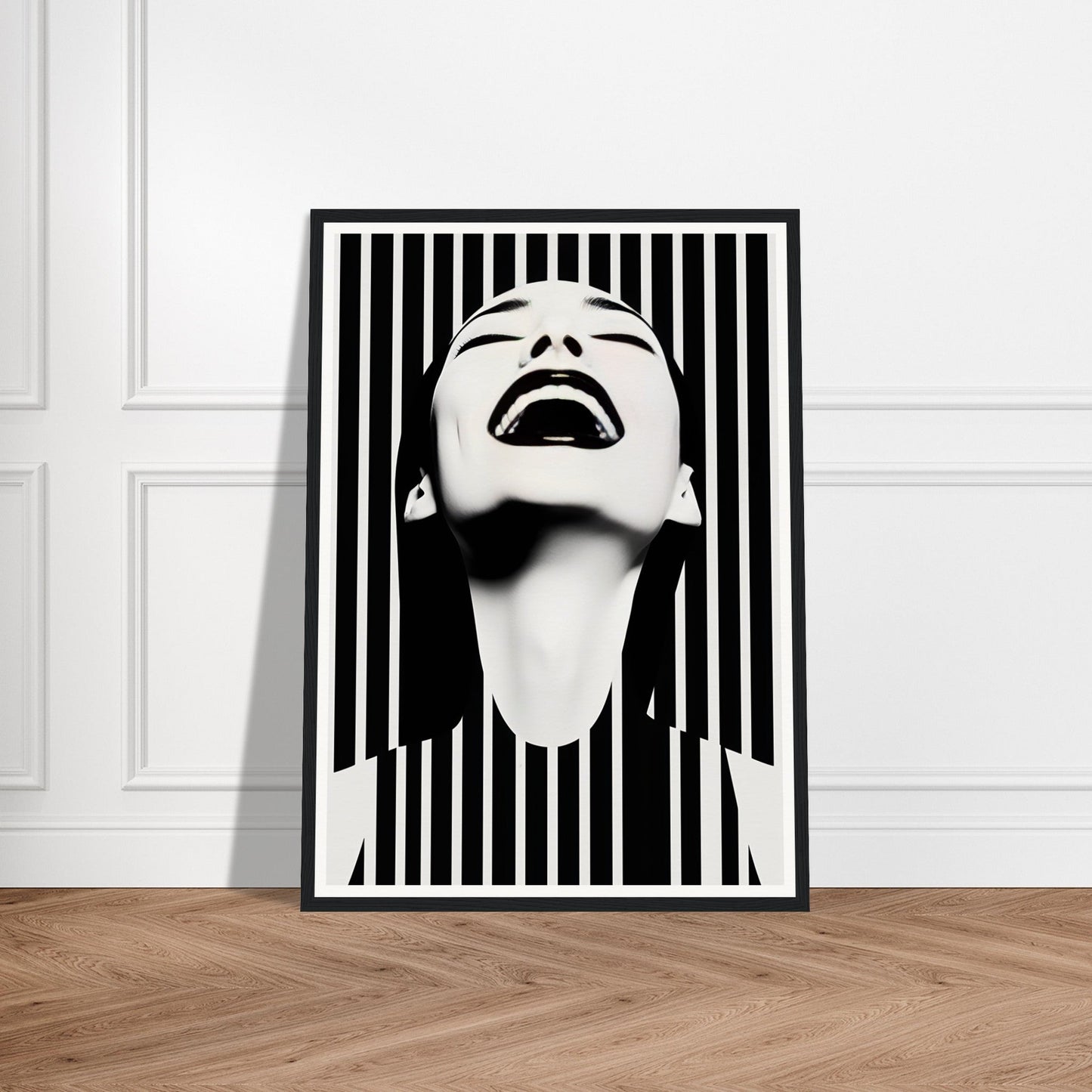 A black and white print of the Joy The Oracle Windows™ Collection, perfect as fashion wall art or a poster.