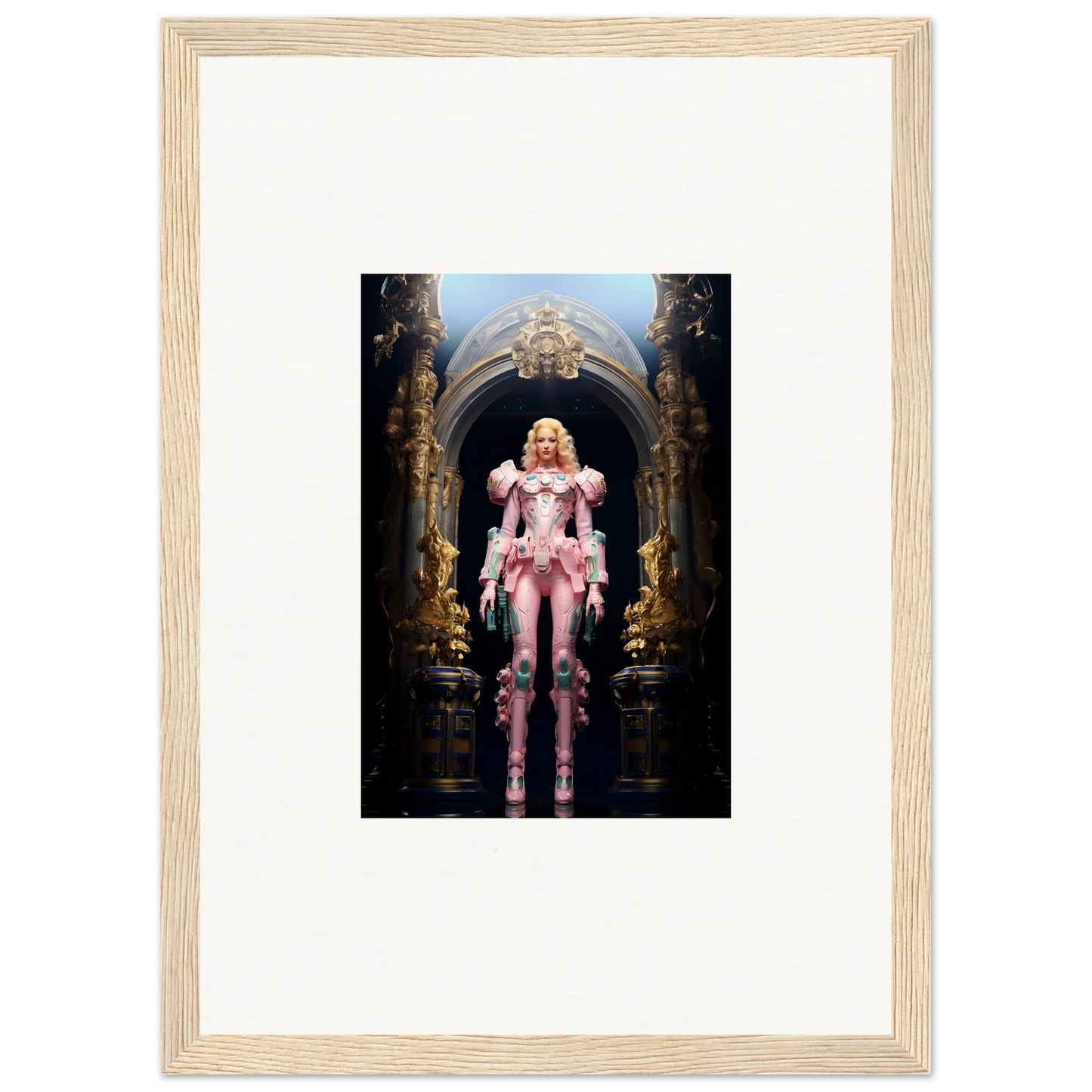 Blonde figure in ornate pink armor as Pastry Vanguard wall art for room decor