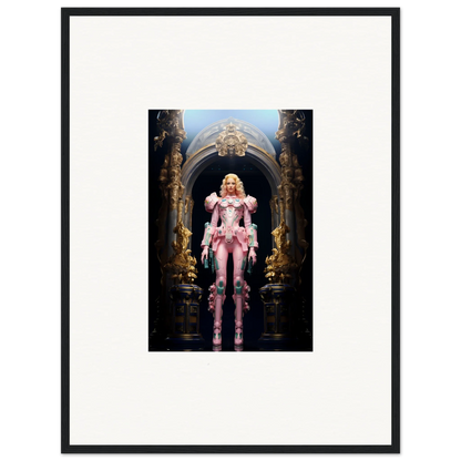 Blonde woman in ornate pink costume in archway for Ethereal Pastry Vanguard wall art