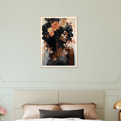 A black woman with flowers in her hair, perfect for a high quality Dust of Dreams 0 The Oracle Windows™ Collection poster for my wall.