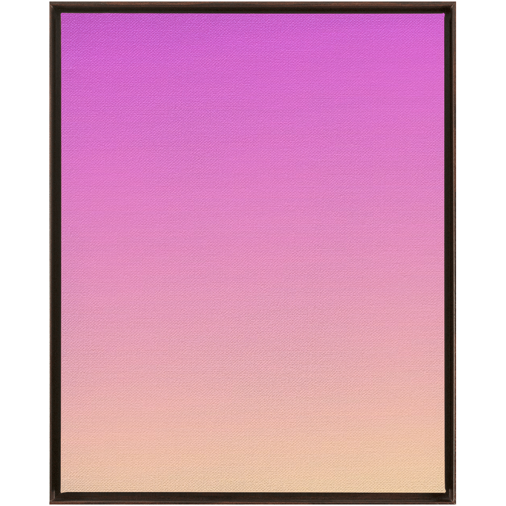 An California Pink Haze Gradient - Framed Traditional Stretched Canvas, with a pink and purple gradient, framed in black.