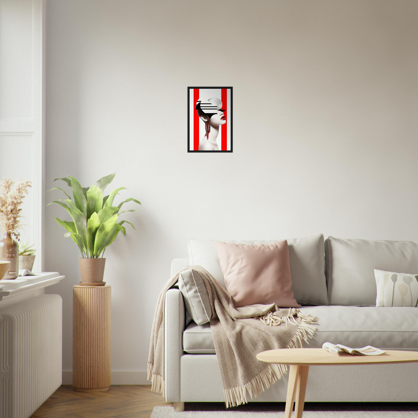 A high-quality Deep Dive The Oracle Windows™ Collection for my wall featuring a portrait of a woman with red and white stripes on her face. This artwork will transform your space.