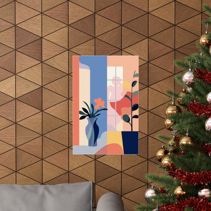 A christmas tree with a colorful abstract painting