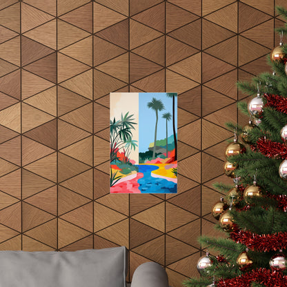 A christmas tree with a picture of a beach scene