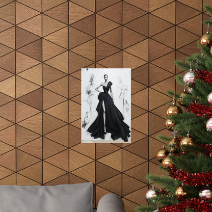 A christmas tree with a picture of a woman in a black dress