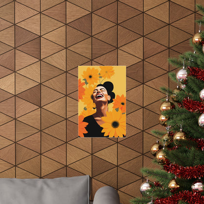 A christmas tree with a picture of a woman in a hat