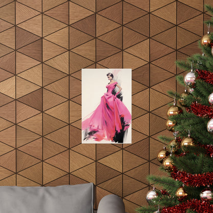 A christmas tree with a picture of a woman in a pink dress