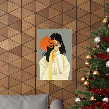 A christmas tree with a picture of a woman