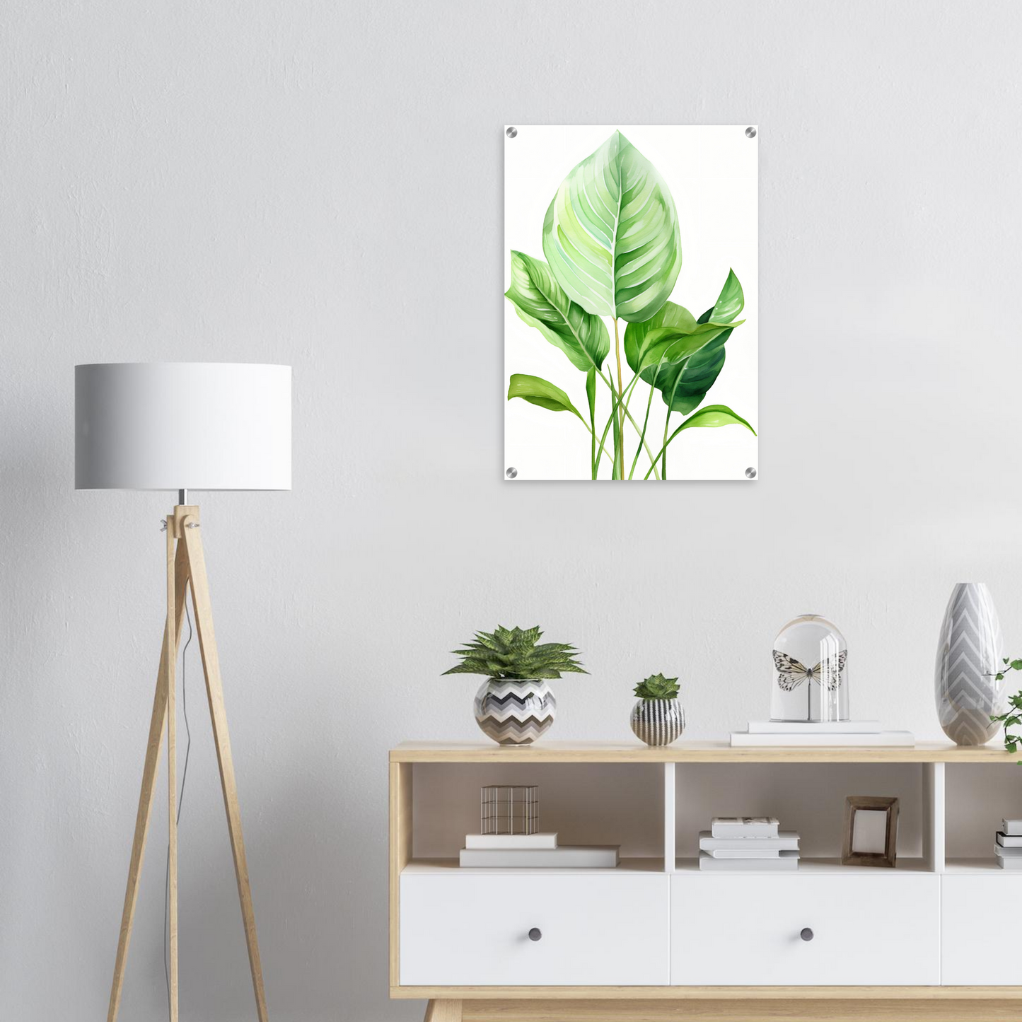 A high-quality close up of Aquarelles Tropical Leaf A - Acrylic Print The Oracle Windows™ Collection.