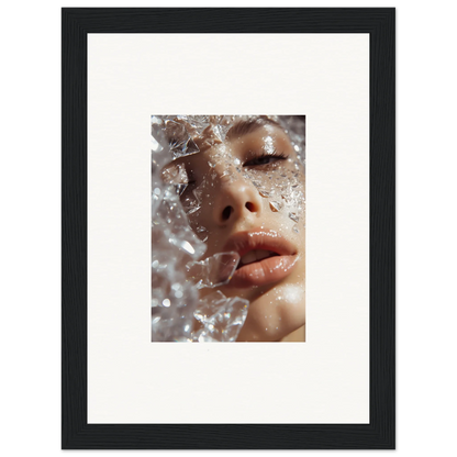 Close-up of a face with water droplets, perfect for Whispering Dreamer room decor