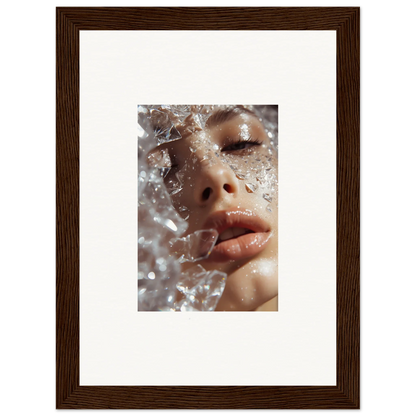 Close-up of a face with water droplets, perfect for Whispering Dreamer wall art decor