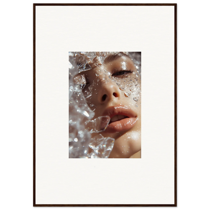 Close-up of a person’s face with water droplets for Whispering Dreamer wall art