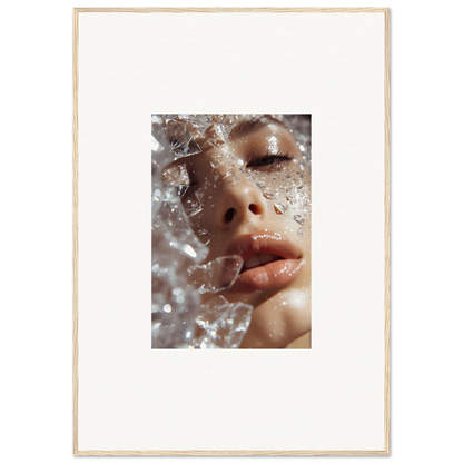 Close-up of a face with water droplets showcasing Whispering Dreamer room decor art