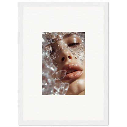 Close-up of a face with water droplets for Whispering Dreamer framed wall art