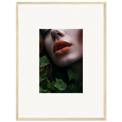 Close-up of vibrant red lips against pale skin, perfect for Leaf Symphony wall art decor