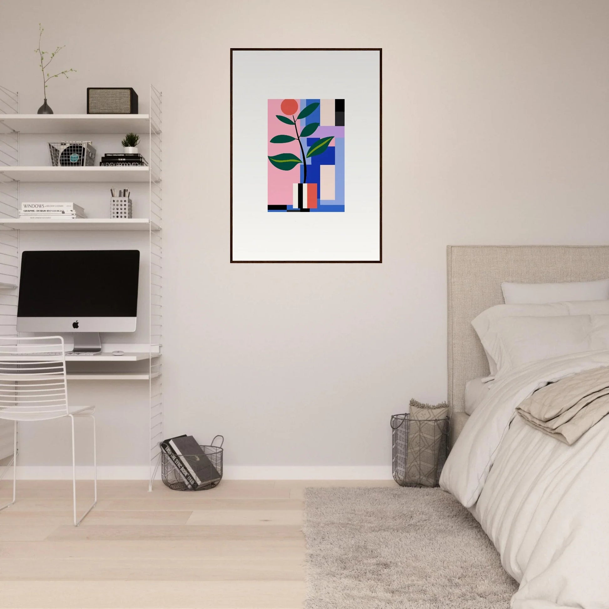 Colorful geometric abstract art print of blooms ballet for vibrant room decor