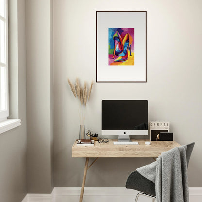 Colorful geometric shapes in framed wall art for modern room decor or canvas prints