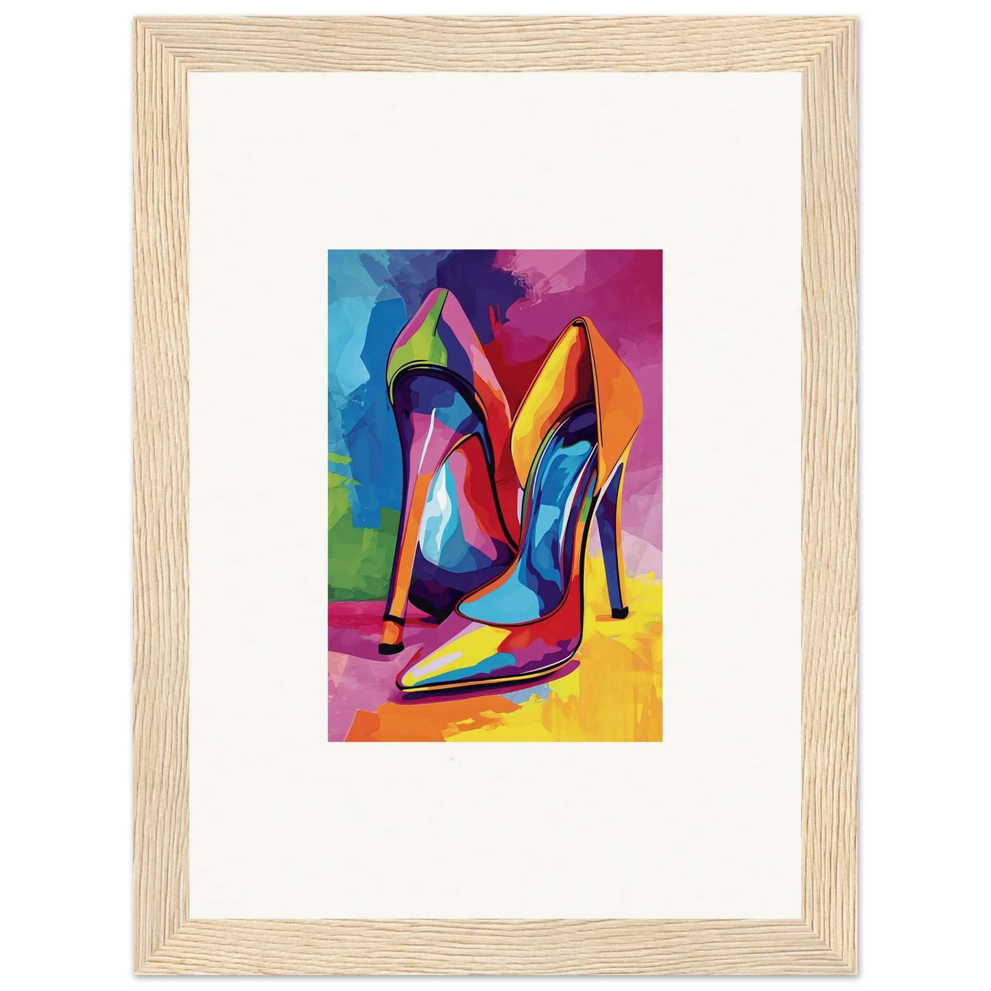 Colorful abstract high-heeled shoes painting for room decor and canvas prints