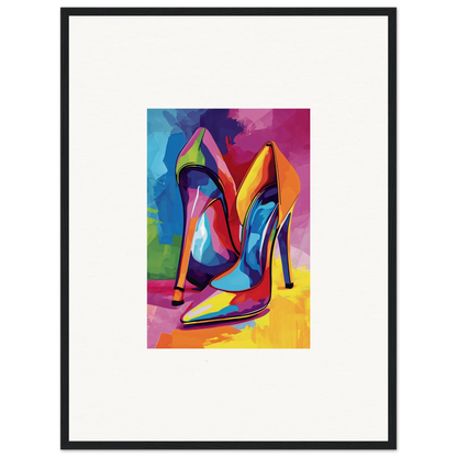 Colorful abstract painting of high-heeled shoes for stylish room decor canvas prints