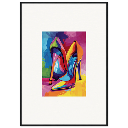 Colorful abstract painting of high-heeled shoes for stylish room decor canvas prints