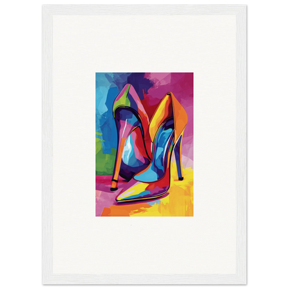 Colorful abstract painting of high-heeled stiletto shoes for stylish room decor