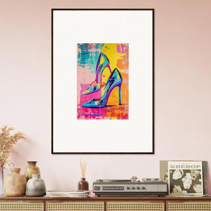 Colorful abstract painting of a high-heeled shoe for stylish room decor and heels reverie