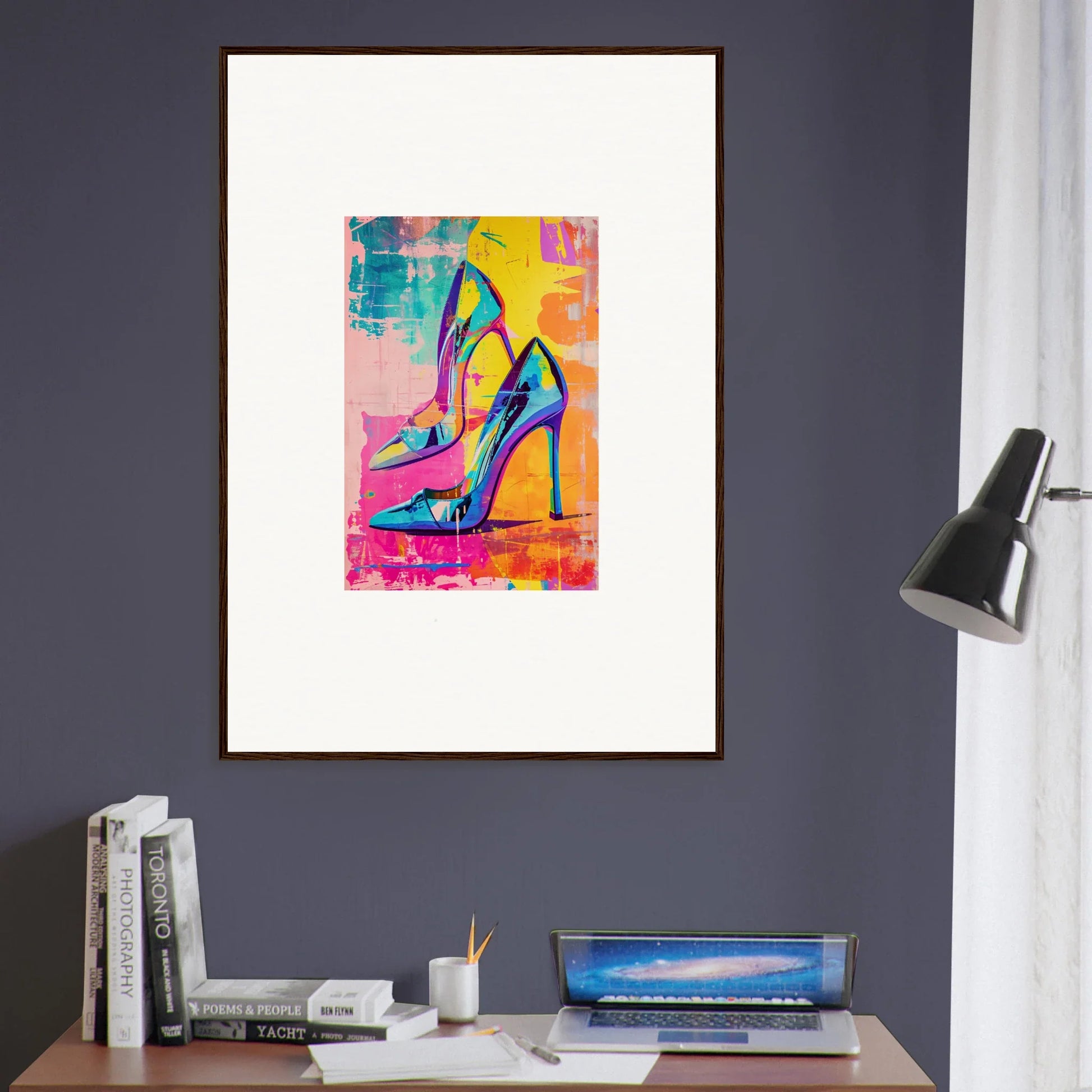 Colorful abstract painting of high-heeled shoes for Heels Reverie Room Decor