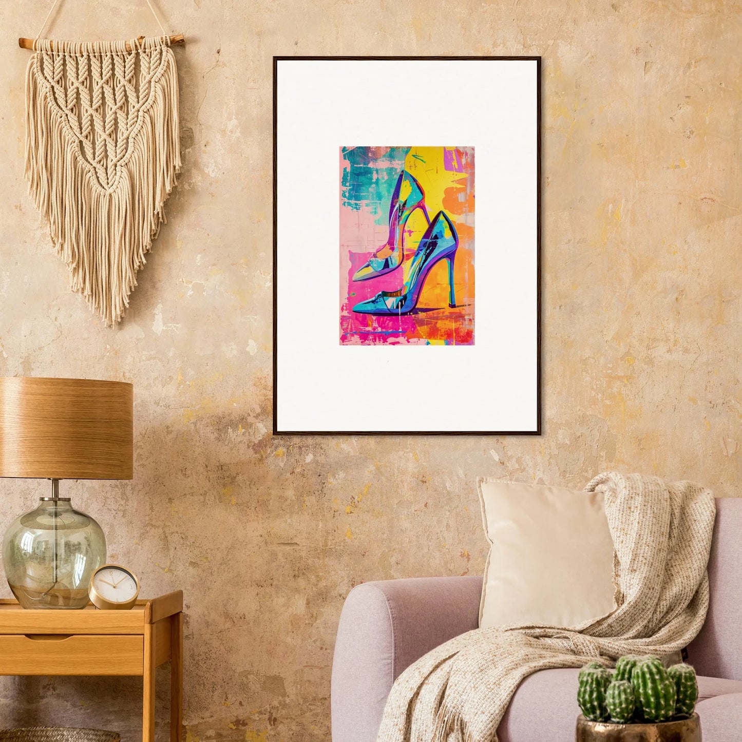 Colorful abstract painting of heels reverie framed wall art for stylish room decor