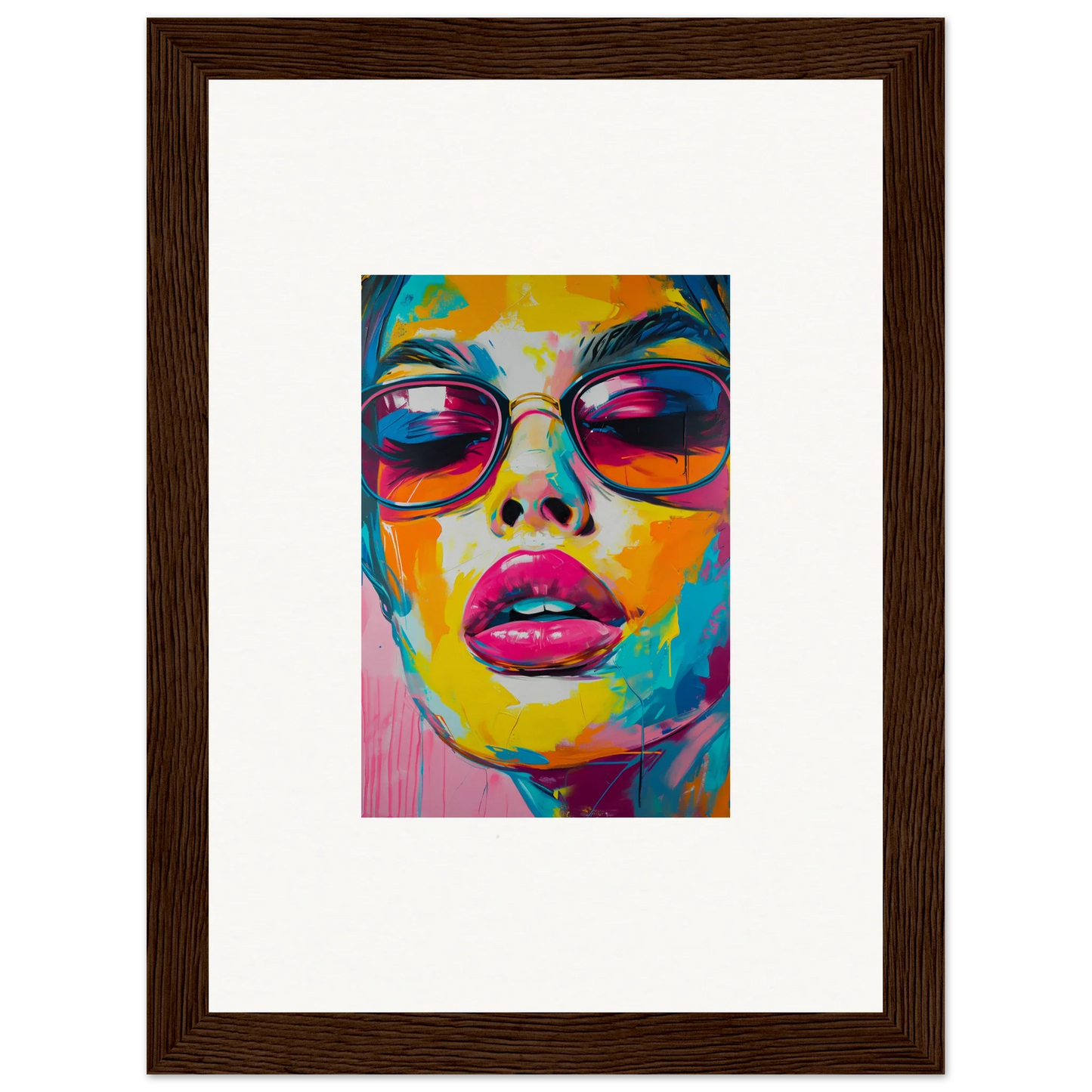 Colorful abstract portrait with sunglasses and pink lips for Spectra Parade wall art