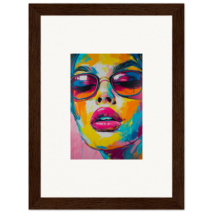 Colorful abstract portrait with sunglasses and pink lips for Spectra Parade wall art